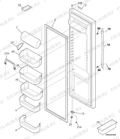 Взрыв-схема холодильника Frigidaire GPSZ28V9CS1 - Схема узла Refrigerator door